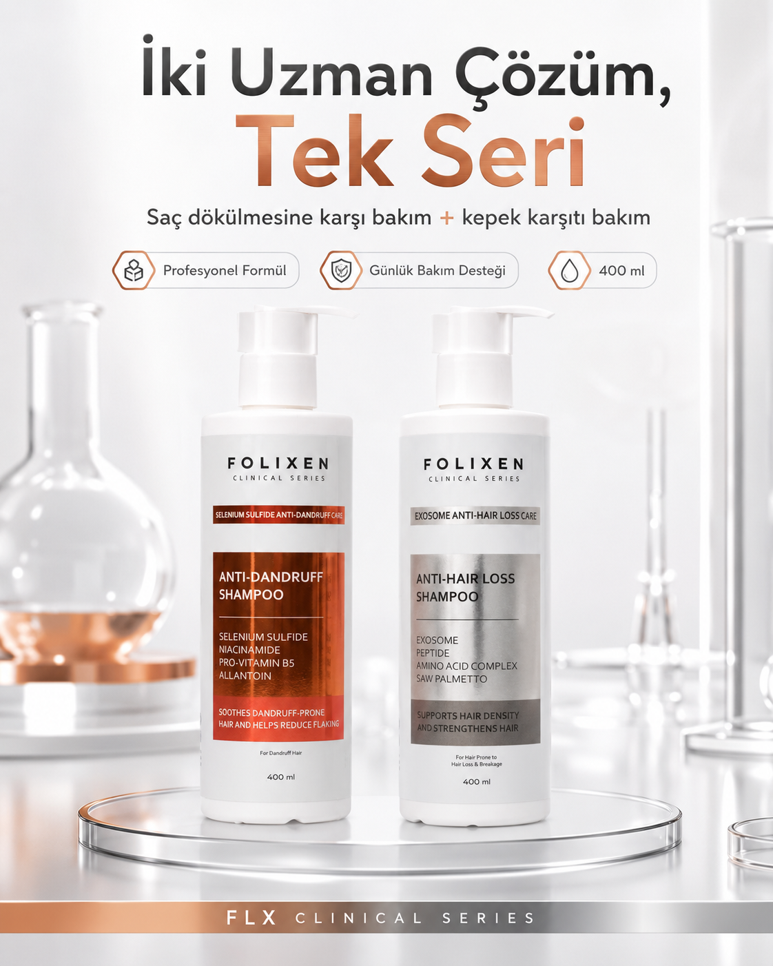 FLX - Arındırıcı Kepek Karşıtı Yoğun Bakım Şampuanı - 400ML